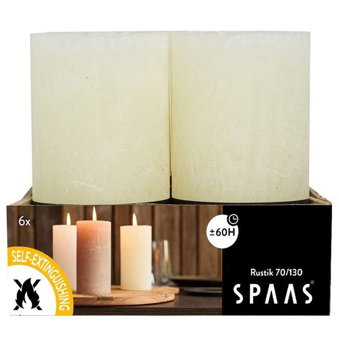 SPAAS Rustieke kaarsen - ivoor - 