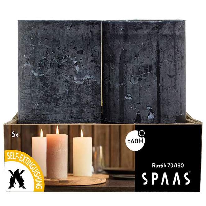 SPAAS Rustieke kaarsen - zwart - 